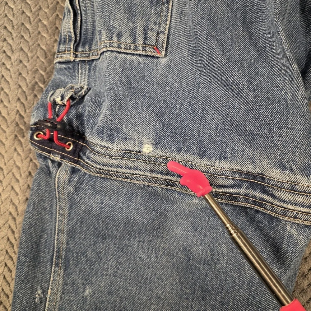 Vintage Bugle Boy Convertible Cargo Jeans Mens 32x28 Baggy Y2K Distressed Skater